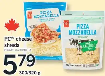 Fortinos PC CHEESE CHEESE SHREDS, 300/320 G offer