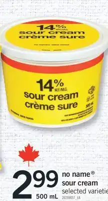 Fortinos NO NAME SOUR CREAM, 500mL offer