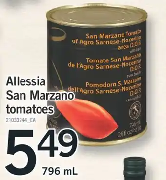 Fortinos ALLESSIA SAN MARZANO TOMATOES, 796 mL offer