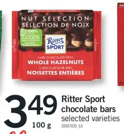 Fortinos RITTER SPORT CHOCOLATE BARS, 100 G offer