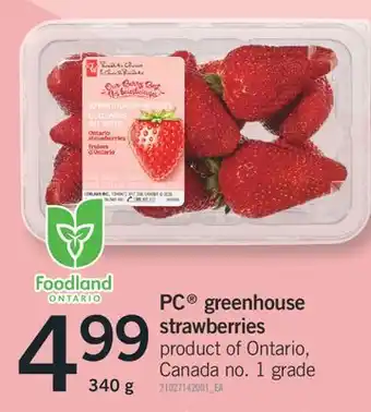 Fortinos PC GREENHOUSE GREENHOUSE STRAWBERRIES, 340 g offer