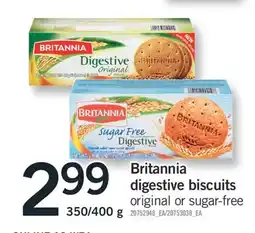 Fortinos BRITANNIA DIGESTIVE BISCUITS, 350/400 G offer