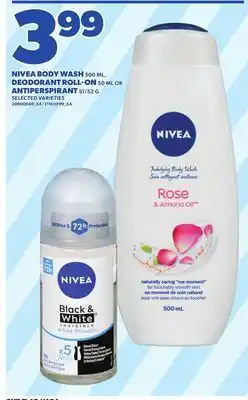 Loblaws NIVEA BODY WASH 500ML, DEODORANT ROLL-ON 50ML OR ANTIPERSPIRANT 51/52G offer
