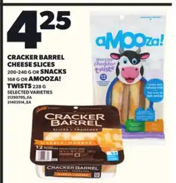 Loblaws CRACKER BARREL CHEESE SLICES, 200-240 G OR SNACKS, 160 G OR AMOOZA! TWISTS 228 G offer