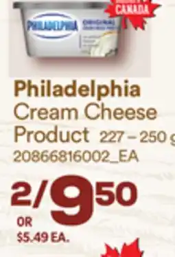 Loblaws PHILADELPHIA CREAM CHEESE PRODUCT 227 – 250G offer
