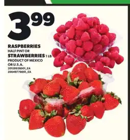 Loblaws RASPBERRIES HALF PINT OR STRAWBERRIES 1 LB offer
