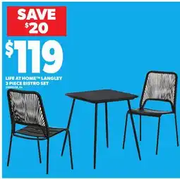 Loblaws LIFE AT HOME LANGLEY 3 PIECE BISTRO SET offer