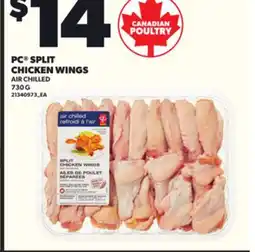 Loblaws PC SPLIT CHICKEN WINGS 730G offer
