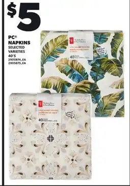 Loblaws PC NAPKINS, 40'S offer
