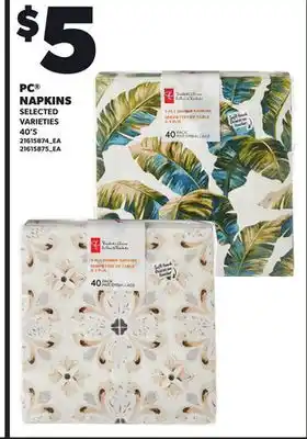 Loblaws PC NAPKINS, 40'S offer