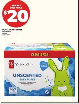 Loblaws PC 12X BABY WIPES, 1200'S offer