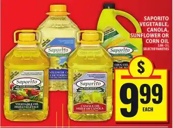 Food Basics SAPORITO VEGETABLE, CANOLA, SUNFLOWER OR CORN OIL offer