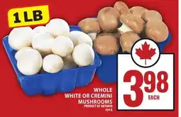 Food Basics WHOLE WHITE OR CREMINI MUSHROOMS offer