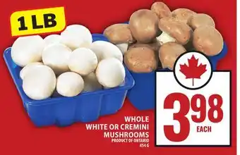 Food Basics WHOLE WHITE OR CREMINI MUSHROOMS offer