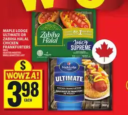 Food Basics MAPLE LODGE ULTIMATE OR ZABIHA HALAL CHICKEN FRANKFURTERS offer