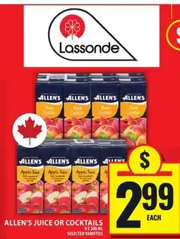 Food Basics ALLEN'S JUICE OR COCKTAILS offer