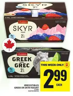 Food Basics IRRESISTIBLES GREEK OR SKYR YOGURT offer