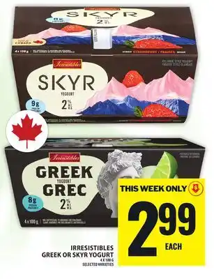 Food Basics IRRESISTIBLES GREEK OR SKYR YOGURT offer