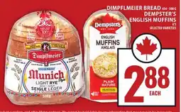 Food Basics DIMPFLMEIER BREAD OR DEMPSTER'S ENGLISH MUFFINS offer