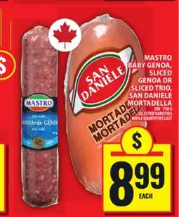 Food Basics MASTRO BABY GENOA, SLICED GENOA OR SLICED TRIO, SAN DANIELE MORTADELLA offer