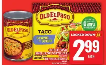 Food Basics OLD EL PASO SHELLS OR TORTILLAS OR REFRIES BEANS offer