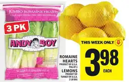 Food Basics ANDY BOY ROMAINE HEARTS OR LEMONS offer