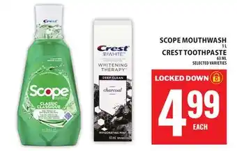 Food Basics SCOPE MOUTHWASH OR CREST TOOTHPASTE offer