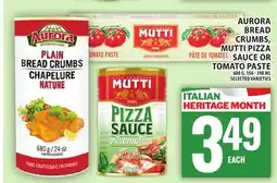 Food Basics AURORA BREAD CRUMBS, MUTTI PIZZA SAUCE OR TOMATO PASTE offer