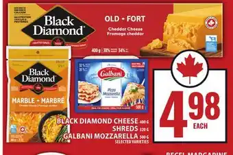 Food Basics BLACK DIAMOND CHEESE, SHREDS, GALBANI MOZZARELLA offer