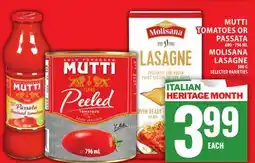 Food Basics MUTTI TOMATOES OR PASSATA OR MOLISANA LASAGNE offer