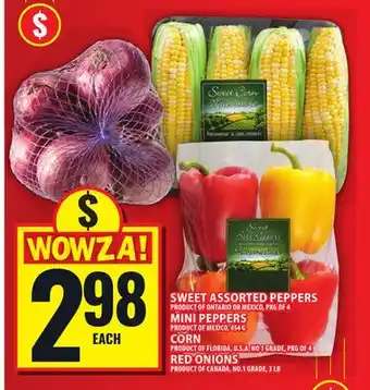 Food Basics SWEET ASSORTED PEPPERS OR MINI PEPPERS OR CORN OR RED ONIONS offer