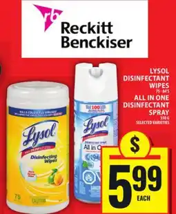 Food Basics LYSOL DISINFECTANT WIPES OR ALL IN ONE DISINFECTANT SPRAY offer