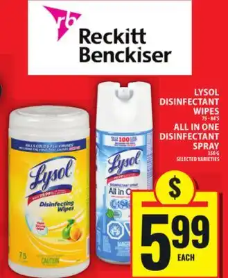 Food Basics LYSOL DISINFECTANT WIPES OR ALL IN ONE DISINFECTANT SPRAY offer