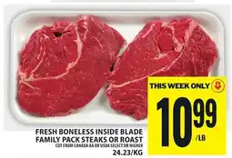Food Basics FRESH BONELESS INSIDE BLADE FAMILY PACK STEAKS OR ROAST offer
