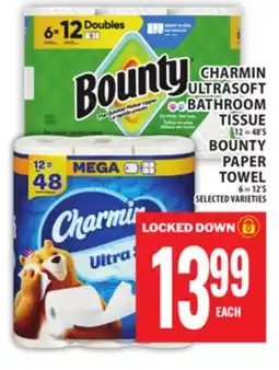 Food Basics CHARMIN ULTRASOFT BATHROOM TISSUE OR BOUNTY PAPER TOWEL offer