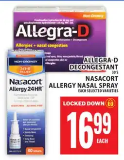 Food Basics ALLEGRA-D DECONGESTANT OR NASACORT ALLERGY NASAL SPRAY offer