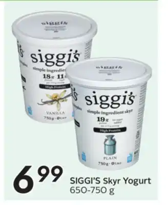 Sobeys SIGGI'S Skyr Yogurt offer