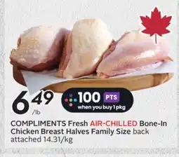 Sobeys COMPLIMENTS Fresh AIR-CHILLED Bone-In Chicken Breast Halves offer