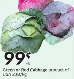 Sobeys Green or Red Cabbage offer