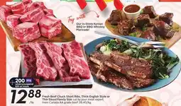 Sobeys Fresh Beef Chuck Short Ribs, Thick English Style or Thin Sliced Family Size offer