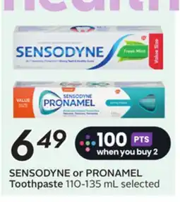 Sobeys SENSODYNE or PRONAMEL Toothpaste offer
