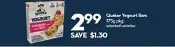 Longo's Quaker Yogourt Bars offer