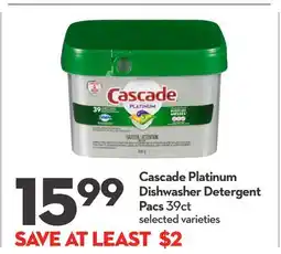 Longo's Cascade Platinum Dishwasher Detergent Pacs offer