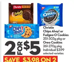 Longo's Christie Chips Ahoy! or Fudgee-O Cookies 251-303g pkg or Oreo Cookies 261-270g pkg offer