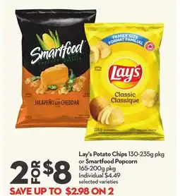 Longo's Lay's Potato Chips 130-235g pkg or Smartfood Popcorn 165-200g pkg offer