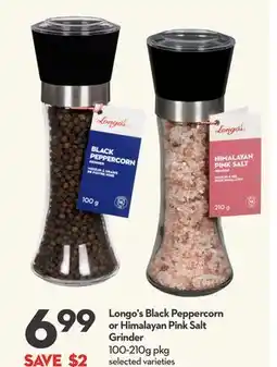Longo's Longo's Black Peppercorn or Himalayan Pink Salt Grinder offer