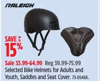 Canadian Tire Raleigh Selected Bike Helmets for Adults and Youth, Saddles and Seat Cover offer