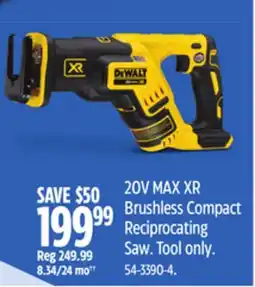 Canadian Tire Dewalt 20V MAX XR Brushless Compact Reciprocating Saw. Tool only offer