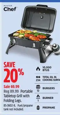 Canadian Tire Master Chef Tabletop Grill with Folding Legs offer