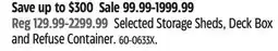 Canadian Tire Suncast Selected Storage Sheds, Deck Box and Refuse Container offer